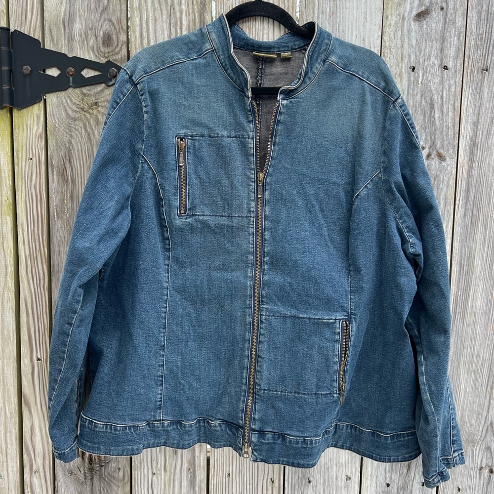 Caslon Zip Up Denim Jean Jacket Coat Women’s 2X